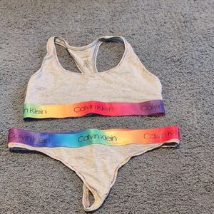 Calvin Klein Rainbow Trim Bralette and Thong Set